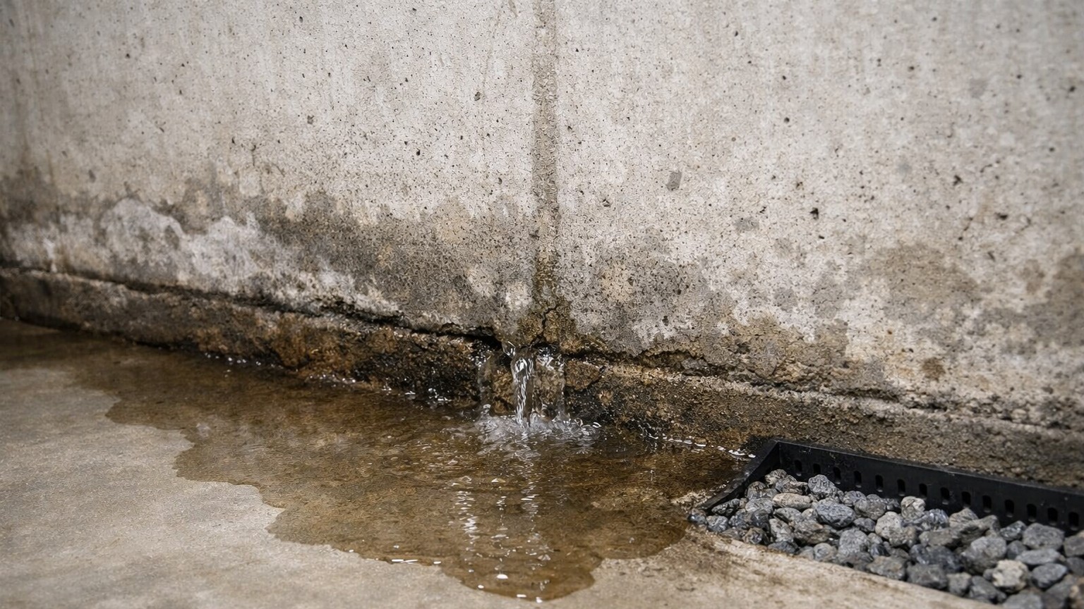 Water seepage in basement foundation