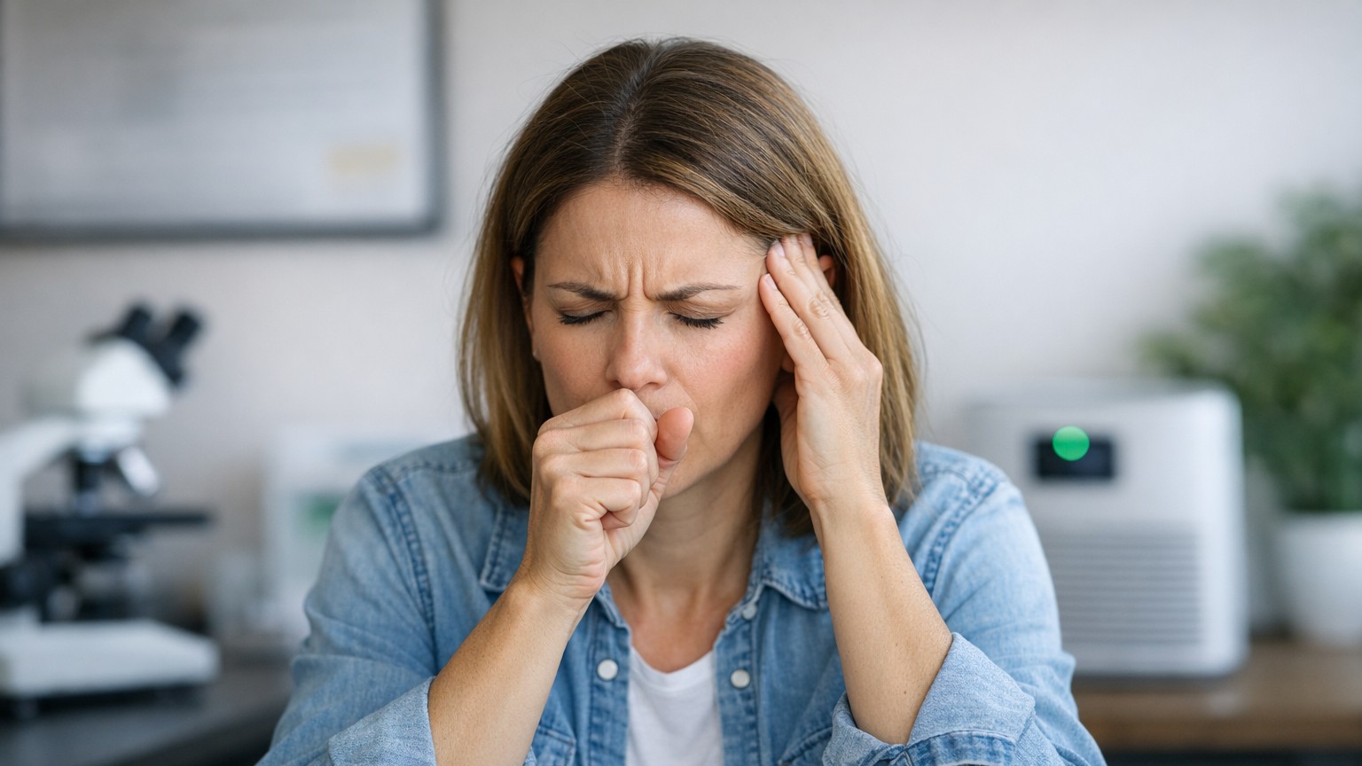 Person concerned about mold exposure symptoms