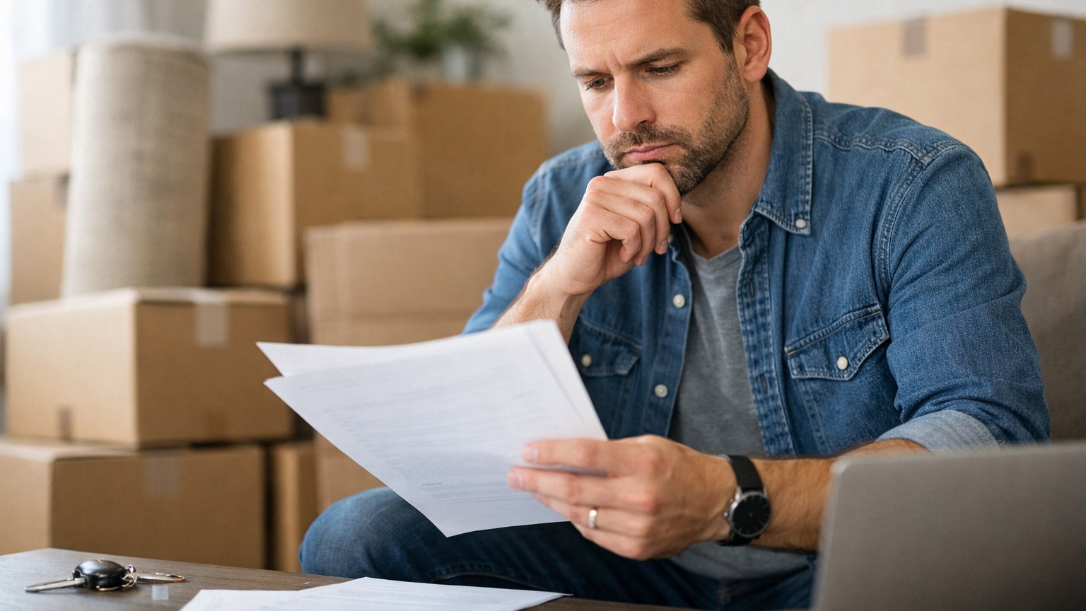 Tenant reviewing lease paperwork