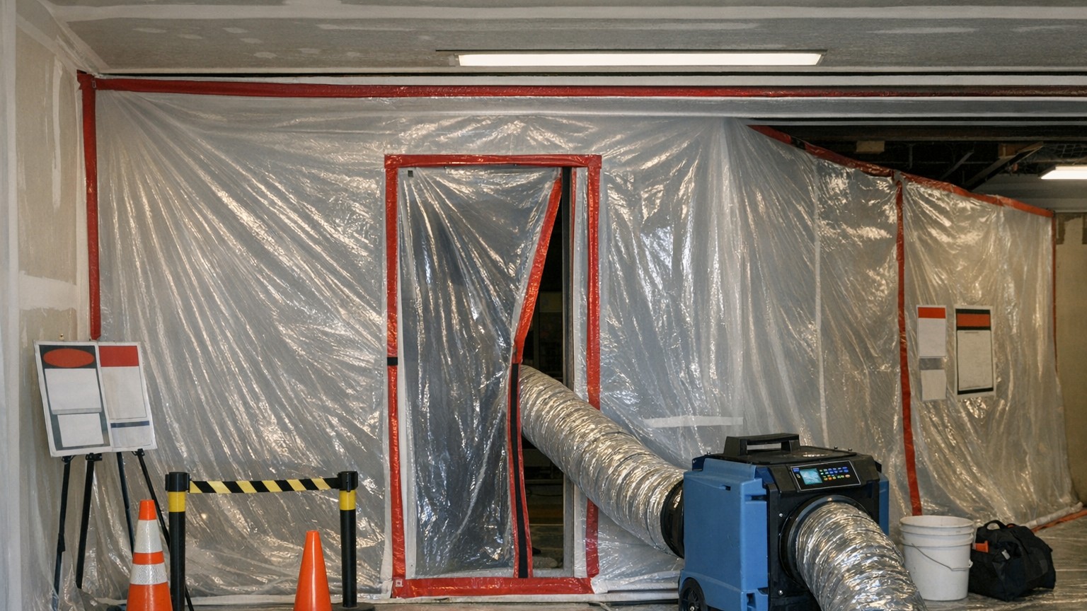 Containment barrier and negative air setup