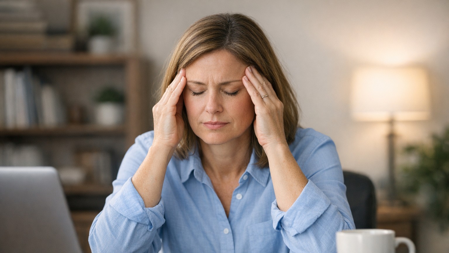 Person experiencing headache or cognitive difficulty