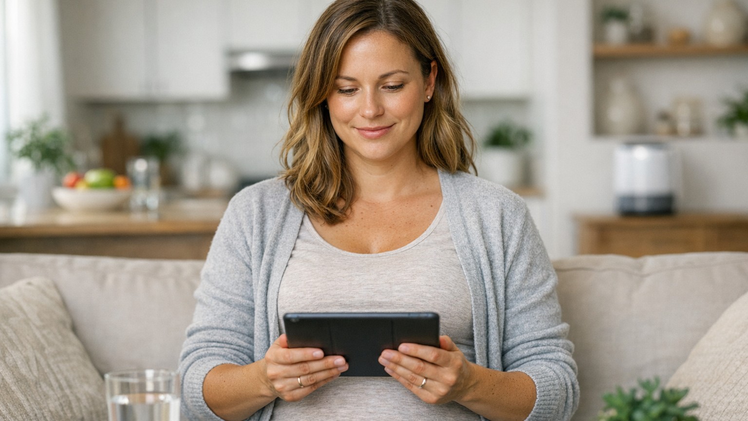 Pregnant woman in a comfortable home environment