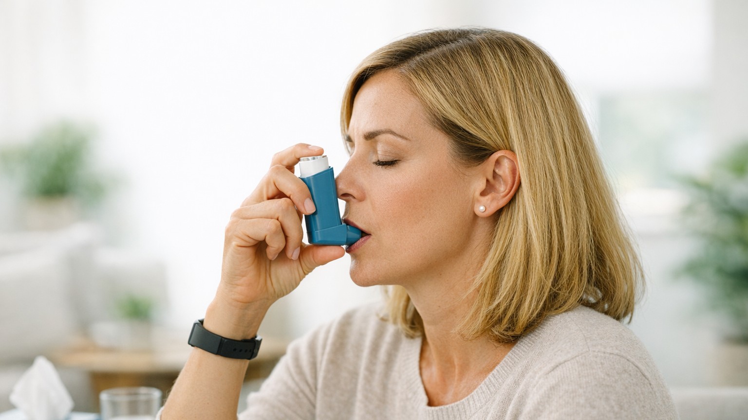 Illustration of respiratory system and allergic response