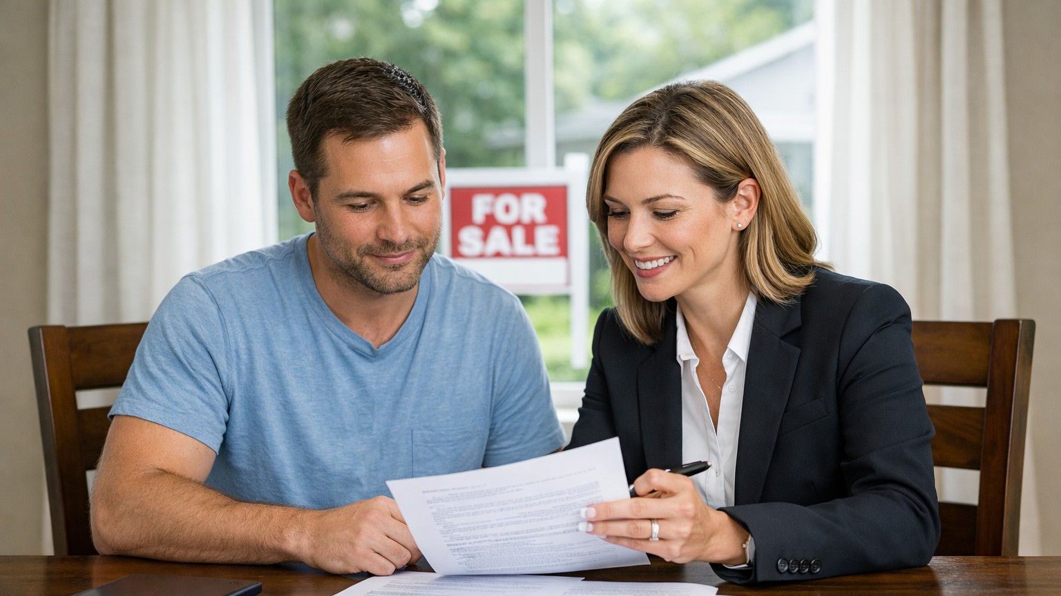 Home seller preparing property disclosure documents